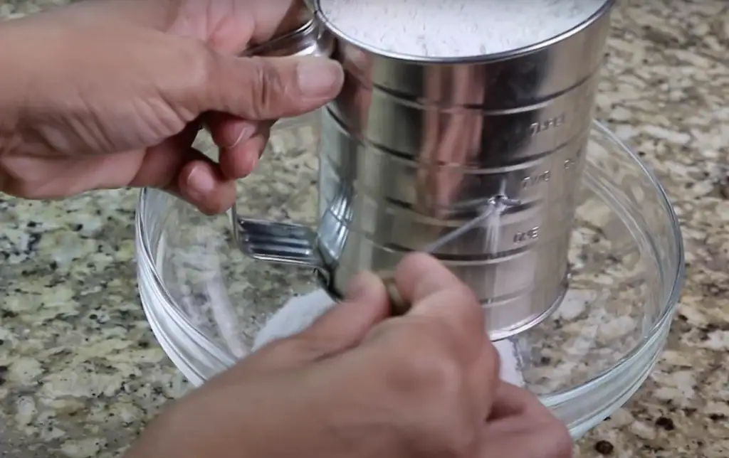Sifting the Flour for Cream Cheese Pound Cake